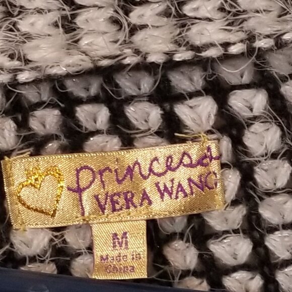 Princess Vera Wang Oversized & Comfy Fuzzy Black & White Cardigan Medium - Picture 2 of 3